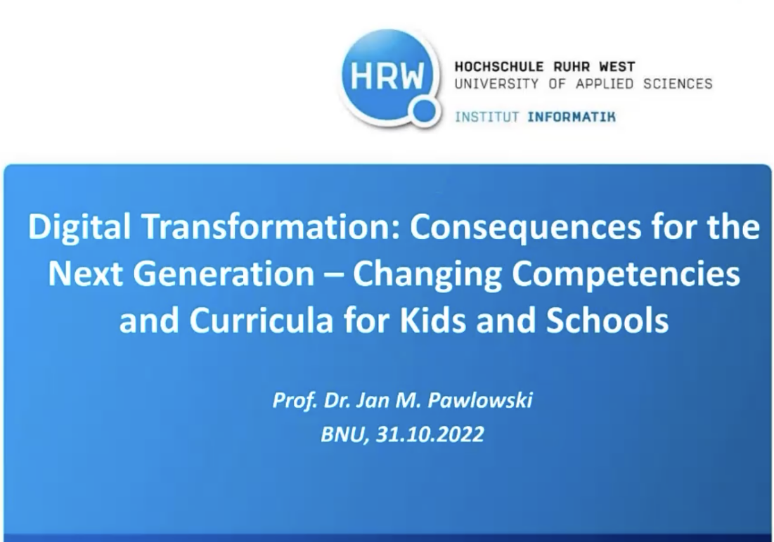 Jan Pawlowski：Digital transformation: Consequences for the next generation - changing competencies and curricula